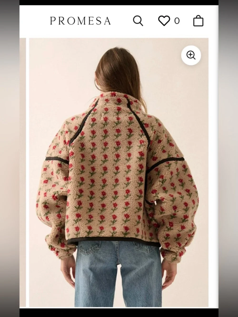 EUC PROMESA Cozy, Puffy Floral Fleece Half-Zip Pullover Jacket, Sold Out, S - Picture 2 of 16